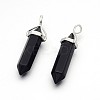 Synthetic Black Stone Bullet Double Terminated Pointed Pendants G-F171-11-1