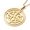 201 Stainless Steel Star Pendant Necklace with Cable Chains NJEW-Q317-03G-3