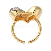 Brass Micro Pave Cubic Zirconia Cuff Rings for Women RJEW-G325-12GP-3