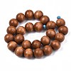 Spray Painted Natural Wood Beads Strands WOOD-S053-57E-2
