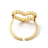 Colorful Cubic Zirconia Heart with Infinity Open Cuff Ring RJEW-B042-01-2