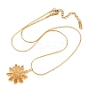 304 Stainless Steel Flower Pendant Round Snake Chain Necklaces for Women NJEW-G188-02G-4