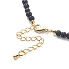 Natural Aquamarine & Lava Rock Beaded Necklace with Brass Charm NJEW-JN03997-5