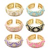 Brass Micro Pave Cubic Zirconia Cuff Open Rings for Women RJEW-B160-05G-2