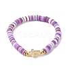 Polymer Clay Heishi Beads Stretch Bracelet for Women BJEW-JB07207-02-1