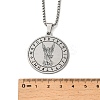 201 Stainless Steel Flat Round with Archangel Saint Michael Pendant Necklaces for Women Men NJEW-F344-02P-3