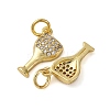 Brass Micro Pave Clear Cubic Zirconia Charms KK-P308-82G-2