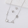 304 Stainless Steel Stud Heart Earrings & Letter LOVE Necklaces Sets for Women ZF6190-1-1