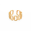 Ion Plating(IP) 304 Stainless Steel Open Rectangle Cuff Ring for Women RJEW-S405-237G-1