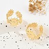 Flower Brass Cuff Rings for Women RJEW-B119-14G-03-3