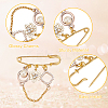BENECREAT 4Pcs 4 Style Flower & Heart & Number 5 Enamel Charms Safety Pin Brooches JEWB-BC0001-09-3