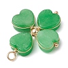 Natural Howlite/Green Aventurine/Malaysia Jade/Rose Quartz/Synthetic Turquoise Clover Pendants PALLOY-JF03181-5