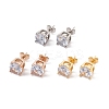 6 Pairs Cubic Zirconia Flat Round Stud Earrings EJEW-G291-05D-M-2