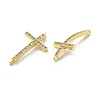 Brass Micro Pave Clear Cubic Zirconia Connector Charms KK-E068-VB332-3
