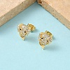 Dog Brass Micro Pave Clear Cubic Zirconia Stud Earrings EJEW-Z144-01G-2