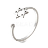304 Stainless Steel Micro Pave Cubic Zirconia Open Cuff Rings RJEW-S628-02P-2