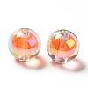 Two Tone UV Plating Rainbow Iridescent Acrylic Beads TACR-D010-03A-04-2