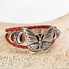 Butterfly Alloy PU Imitation Leather Cord Braided Bracelets FS-WG2E2BB-01-2