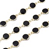 Handmade Alloy Enamel Flat Round Link Chains ENAM-F138-03D-RS-1