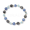 Natural Kyanite & Hawk's Eye & Aquamarine Beads Stretch Bracelets for Women BJEW-JB13184-2