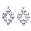 Brass Inlaid Clear Cubic Zirconia Pendants ZIRC-S069-014P-1