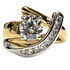 Brass Micro Pave Clear Cubic Zirconia Finger Rings FS-WG8456F-05-3