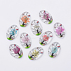 Inner Flower Glass Gabochons GGLA-S027-25x18-07-1