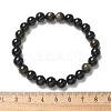 Natural Golden Sheen Obsidian Bead Stretch Bracelets X-BJEW-K212-B-020-7
