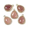 Natural Strawberry Quartz Faceted Teardrop Pendants G-I382-01G-08-1