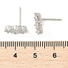 Brass Micro Pave Clear Cubic Zirconia Stud Earrings EJEW-R016-26P-14-5