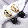 Round Brass Micro Pave Clear Cubic Zirconia Hoop Earrings EJEW-S261-05G-3