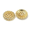 Rack Plating Brass Micro Pave Clear Cubic Zirconia Bead Caps KK-K386-12G-2