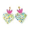 Acrylic Heart Dangle Stud Earrings EJEW-F327-02A-1