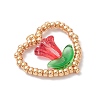 MIYUKI Glass Seed Beaded Heart and Flower Pendants PALLOY-MZ01079-02-2
