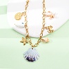 304 Stainless Steel Starfish & Porcelain Fish & Resin & Natural Shell Pendant Necklaces for Women NJEW-F352-03G-2