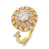 Sunflower Rotatable Open Cuff Rings for Women RJEW-C118-10G-4