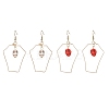Halloween Skull Synthetic Dyed Turquoise & Copper Wire Dangle Earrings for Women EJEW-JE05884-1