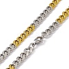 Two Tone PVD Vacuum Plating 201 Stainless Steel Cuban Link Chain Necklace with 304 Stainless Steel Clasps for Men Women NJEW-M194-01A-GP-3