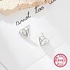 Anti-Tarnish Diamond Shaped Rhodium Plated 925 Sterling Silver Stud Earrings for Women CC0572-1-3
