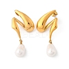 304 Stainless Steel Shell Pearl Stud Earrings for Women EJEW-U051-07G-4