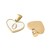 304 Stainless Steel Pave Natural White Shell Heart with Initial Slice Pendants STAS-R168-25G-O-2
