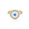 Flat Round with Evil Eye Enamel Lucky Cuff Ring RJEW-N035-084-NF-2