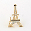 Tower Women's Light Gold Plated Alloy Rhinestone Brooches JEWB-R011-22-1