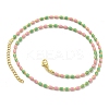 Brass Enamel Column Link Chain Necklaces NJEW-H039-03G-01-2