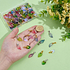 112Pcs 14 Styles Baking Paint Glass Leaf Shape Pendants PALLOY-PH01921-3