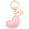 1Pc Imitation Leather Heart Keychain KEYC-CL0001-14F-1