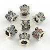 Antique Silver Plated Alloy Rhinestone Large Hole European Beads MPDL-R041-08-1