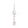 Glass Moon Hanging Suncatcher Pendant Decoration DJEW-PW0008-10B-1