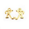 Golden Plated Alloy Letter Pendants LS-PALLOY-J718-01G-K-1