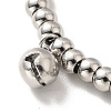 304 Stainless Steel Bell Charm Bracelet with 201 Stainless Steel Round Beads for Women BJEW-B057-16P-2